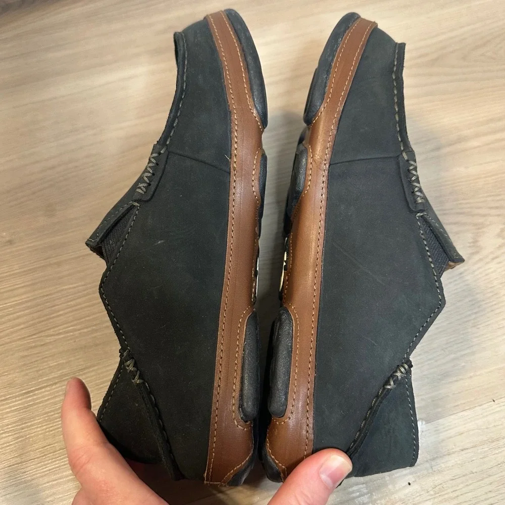 Olukai Moloa Shoes Men's 8 Black Leather 7225SK